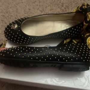 Toddler girl black and gold versace shoes
